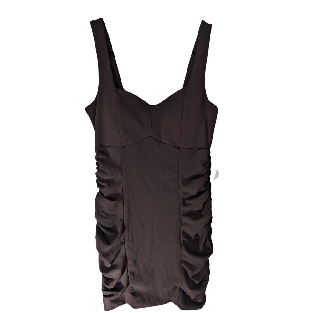Y2K black bodycon mini dress supportive straps sweetheart neckline ruched sides